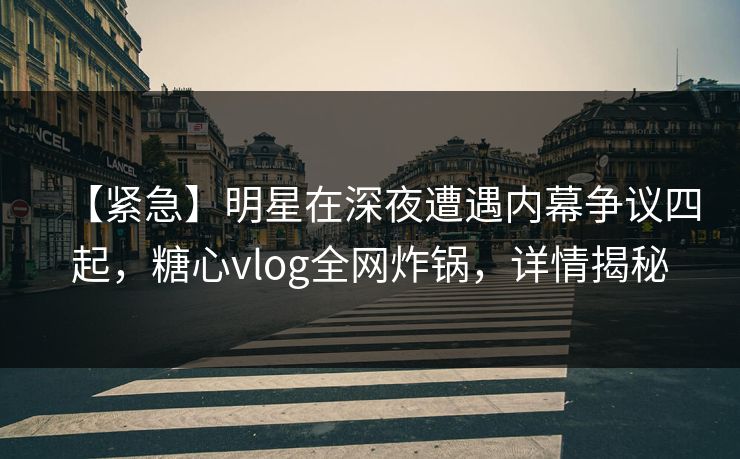 【紧急】明星在深夜遭遇内幕争议四起，糖心vlog全网炸锅，详情揭秘