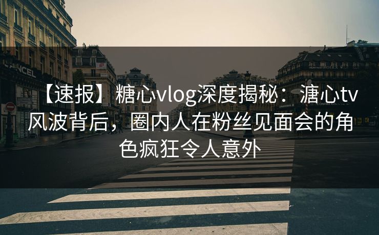 【速报】糖心vlog深度揭秘：溏心tv风波背后，圈内人在粉丝见面会的角色疯狂令人意外