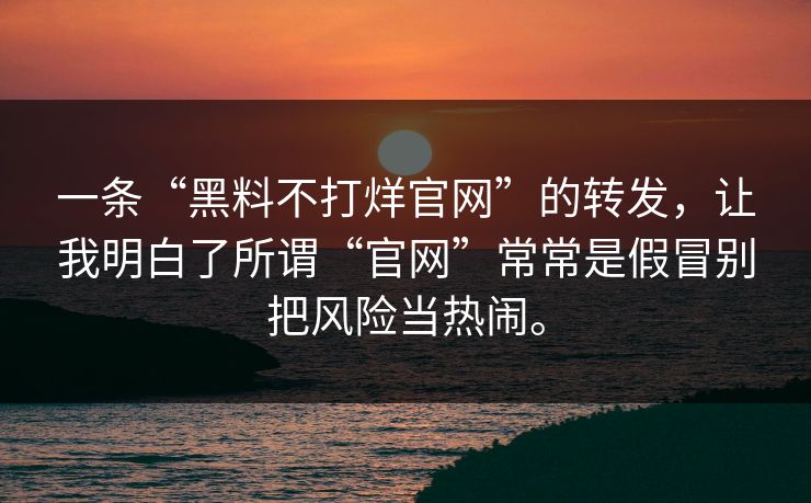 一条“黑料不打烊官网”的转发，让我明白了所谓“官网”常常是假冒别把风险当热闹。